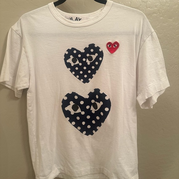 Comme does Garçon, DOUBLE POLKA-DOT HEART T-SHIRT, Size L - Picture 2 of 2